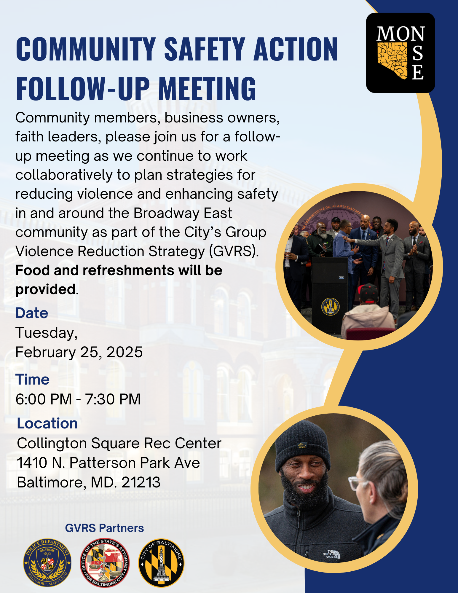 Flyer of Community Safety Follow Up Meeting