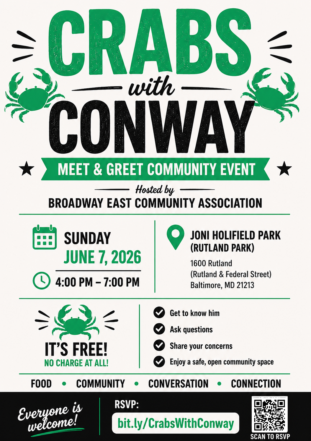 Flyer for Councilman Conway Crab Feast